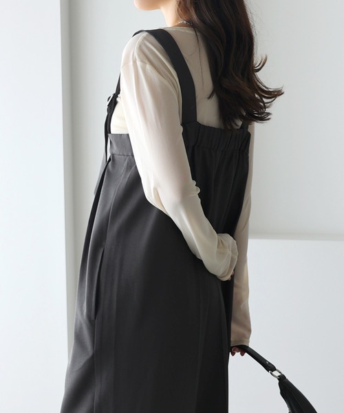 andme(アンドミー)の「ツイルベアワイドサロペット(サロペット/オーバーオール・レディース・ブラック/チャコールグレー/ベージュ系その他・M/L)」の18枚目の写真