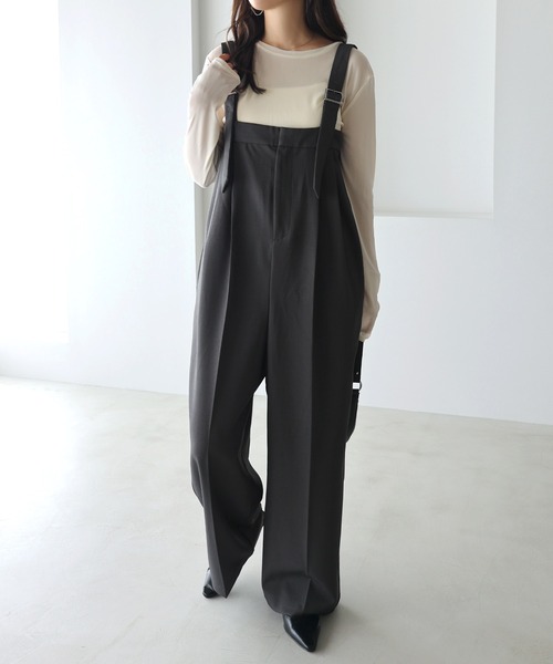 andme(アンドミー)の「ツイルベアワイドサロペット(サロペット/オーバーオール・レディース・ブラック/チャコールグレー/ベージュ系その他・M/L)」の16枚目の写真