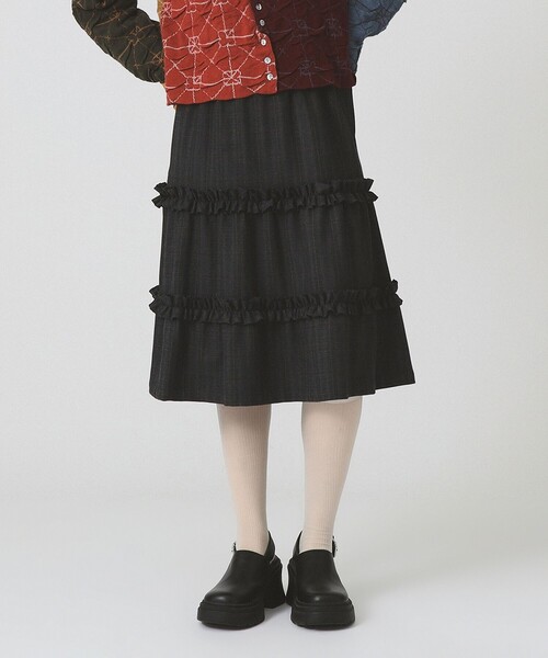 Ray BEAMS（レイビームス）の「【別注】MARMARI / フリル スカート（スカート・レディース・グレー/ブラック・ONE SIZE）」の2枚目の写真