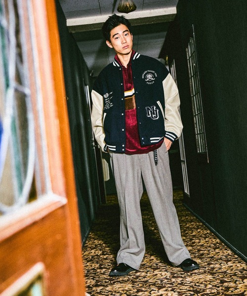 niko and...（ニコアンド）の「メルトンスタジアムブルゾン（ブルゾン・メンズ・ネイビー/グリーン・MEDIUM/LARGE）」の7枚目の写真