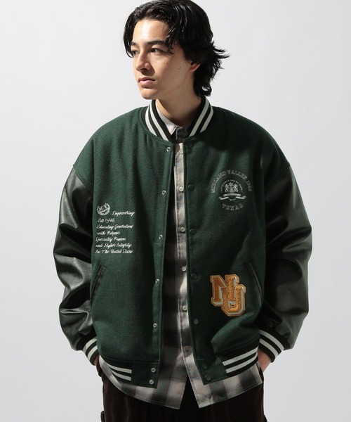niko and...（ニコアンド）の「メルトンスタジアムブルゾン（ブルゾン・メンズ・ネイビー/グリーン・MEDIUM/LARGE）」の13枚目の写真