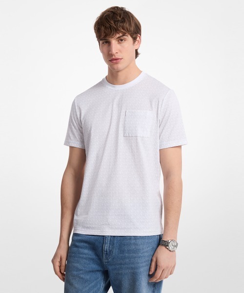 MICHAEL KORS(マイケルコース)の「シークイン ロゴ コットン Tシャツ(Tシャツ/カットソー・メンズ・ホワイト・L/M/S/XS/XL)」の1枚目の写真