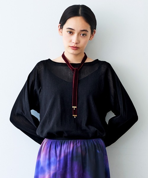 MEDE19F(メデジュウキュウ)の「MEDE19F コットンシアーラグラントップス(Tシャツ/カットソー・レディース・クリーム/ブラック・LL/L/M)」の2枚目の写真