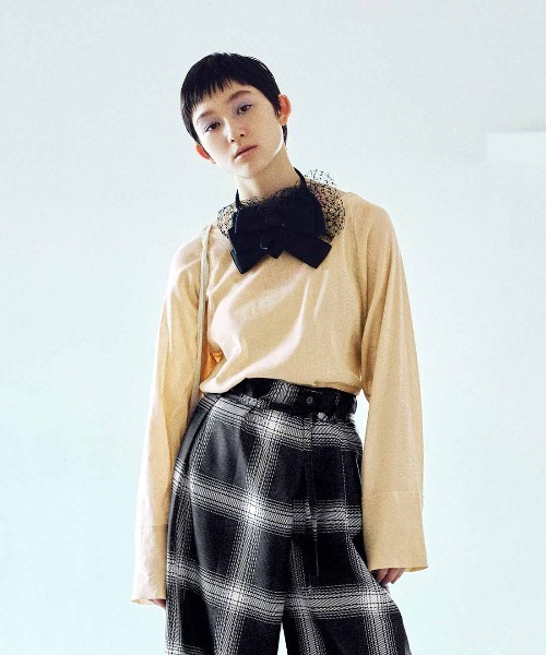 MEDE19F(メデジュウキュウ)の「MEDE19F コットンシアーラグラントップス(Tシャツ/カットソー・レディース・クリーム/ブラック・LL/L/M)」の3枚目の写真