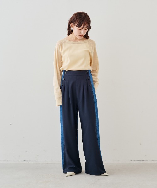 MEDE19F(メデジュウキュウ)の「MEDE19F コットンシアーラグラントップス(Tシャツ/カットソー・レディース・クリーム/ブラック・LL/L/M)」の8枚目の写真