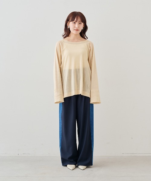 MEDE19F(メデジュウキュウ)の「MEDE19F コットンシアーラグラントップス(Tシャツ/カットソー・レディース・クリーム/ブラック・LL/L/M)」の7枚目の写真