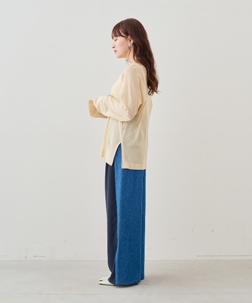 MEDE19F(メデジュウキュウ)の「MEDE19F コットンシアーラグラントップス(Tシャツ/カットソー・レディース・クリーム/ブラック・LL/L/M)」の14枚目の写真