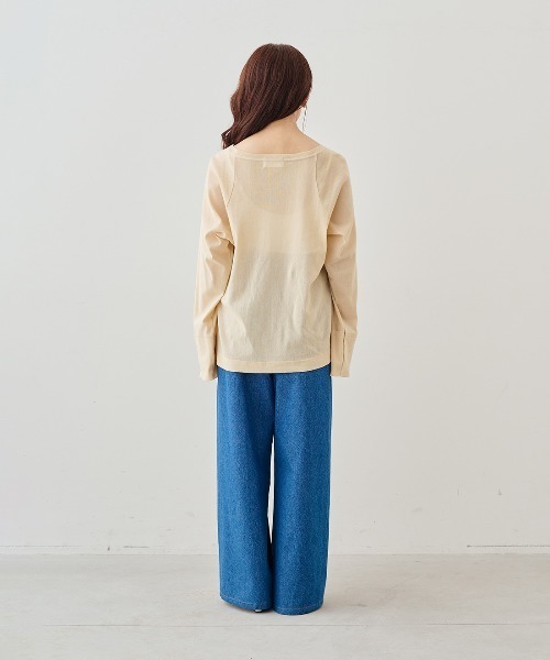 MEDE19F(メデジュウキュウ)の「MEDE19F コットンシアーラグラントップス(Tシャツ/カットソー・レディース・クリーム/ブラック・LL/L/M)」の15枚目の写真