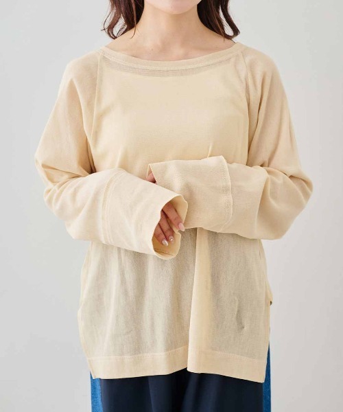 MEDE19F(メデジュウキュウ)の「MEDE19F コットンシアーラグラントップス(Tシャツ/カットソー・レディース・クリーム/ブラック・LL/L/M)」の18枚目の写真