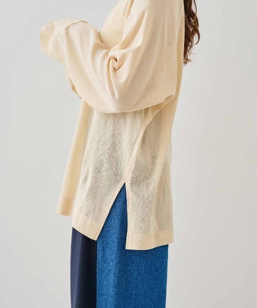 MEDE19F(メデジュウキュウ)の「MEDE19F コットンシアーラグラントップス(Tシャツ/カットソー・レディース・クリーム/ブラック・LL/L/M)」の22枚目の写真