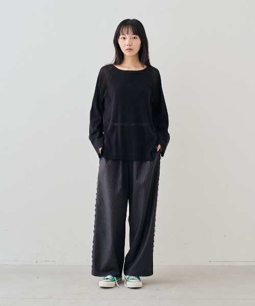 MEDE19F(メデジュウキュウ)の「MEDE19F コットンシアーラグラントップス(Tシャツ/カットソー・レディース・クリーム/ブラック・LL/L/M)」の4枚目の写真