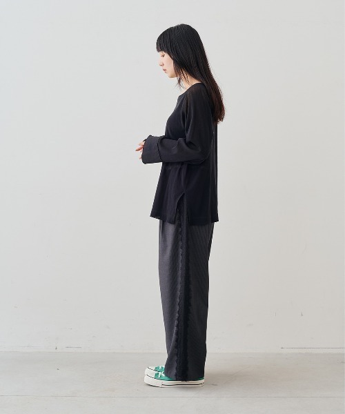 MEDE19F(メデジュウキュウ)の「MEDE19F コットンシアーラグラントップス(Tシャツ/カットソー・レディース・クリーム/ブラック・LL/L/M)」の5枚目の写真