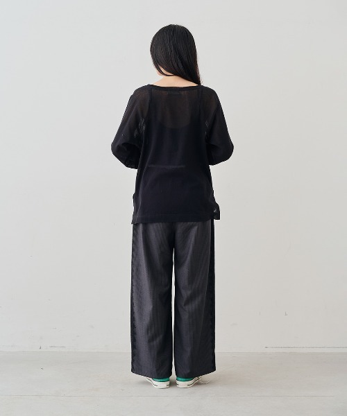 MEDE19F(メデジュウキュウ)の「MEDE19F コットンシアーラグラントップス(Tシャツ/カットソー・レディース・クリーム/ブラック・LL/L/M)」の6枚目の写真