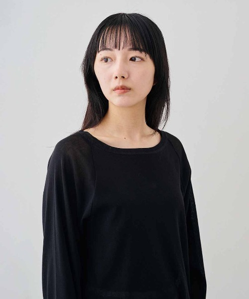 MEDE19F(メデジュウキュウ)の「MEDE19F コットンシアーラグラントップス(Tシャツ/カットソー・レディース・クリーム/ブラック・LL/L/M)」の17枚目の写真