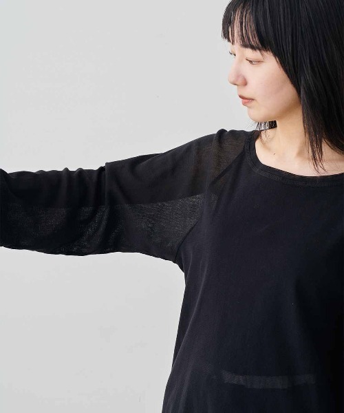 MEDE19F(メデジュウキュウ)の「MEDE19F コットンシアーラグラントップス(Tシャツ/カットソー・レディース・クリーム/ブラック・LL/L/M)」の21枚目の写真