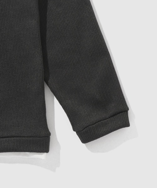 NAVY(ネイビー)の「【NAVY/ネイビー】 針抜き裏起毛 フェイクキーネックトレーナー(Tシャツ/カットソー・メンズ・チャコールグレー/カーキ/ベージュ/ネイビー・XL/L/M/S)」の5枚目の写真