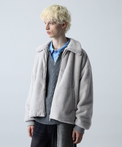 HARE（ハレ）の「コンパクトファーブルゾン(HARE)（ブルゾン・メンズ・グレー/パープル/オレンジ系その他/ブラック・MEDIUM/SMALL）」の19枚目の写真