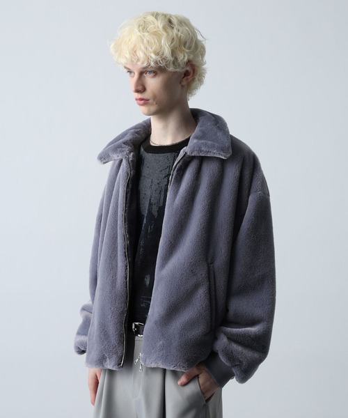 HARE（ハレ）の「コンパクトファーブルゾン(HARE)（ブルゾン・メンズ・グレー/パープル/オレンジ系その他/ブラック・MEDIUM/SMALL）」の14枚目の写真