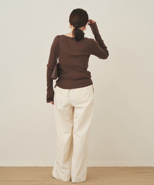 Mame 新品 Plage プラージュBRUSHED SWEAT easy care wide rib プルオーバー（ニット/セーター）｜Plage