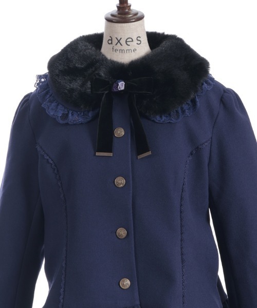 axes femme（アクシーズファム）の「ローズリボン付フリルコート（ピーコート・レディース・ホワイト/ネイビー/ピンク・MEDIUM/LARGE）」の18枚目の写真