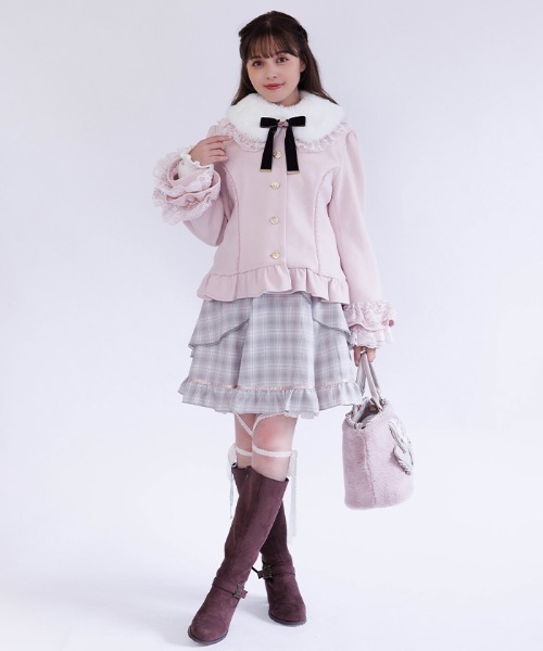 アクシーズファム　axes femme ローズリボン付フリルコート ローズリボン付フリルコート（ピーコート）｜axes femme（アクシーズ