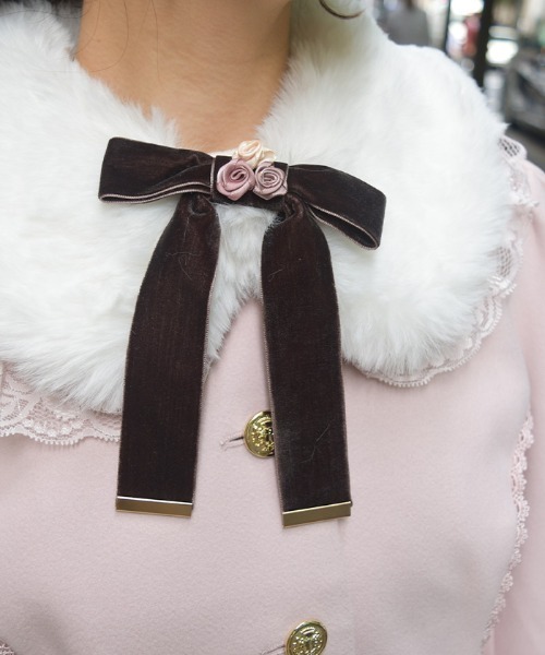 ローズリボン付フリルコート（ピーコート）｜axes femme（アクシーズ