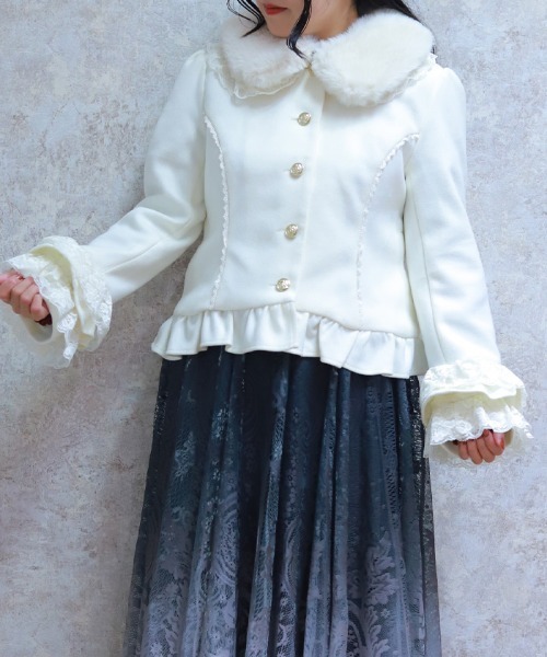 セール】ローズリボン付フリルコート（ピーコート）｜axes femme