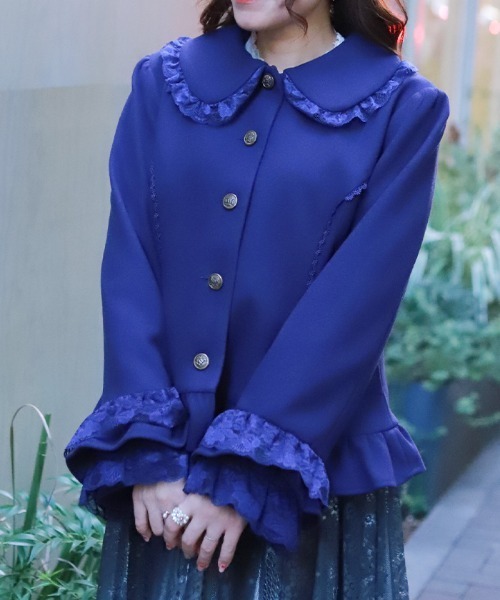 セール】ローズリボン付フリルコート（ピーコート）｜axes femme