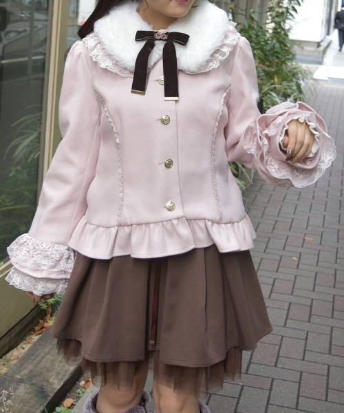 セール】ローズリボン付フリルコート（ピーコート）｜axes femme