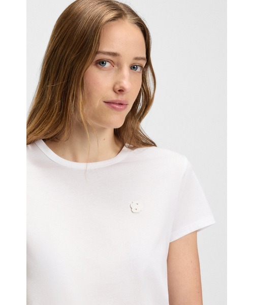 BOSS(ボス)の「スリムフィット シルケットコットン Tシャツ Double Bモノグラム(Tシャツ/カットソー・レディース・ホワイト・XL/S/XS/M)」の3枚目の写真