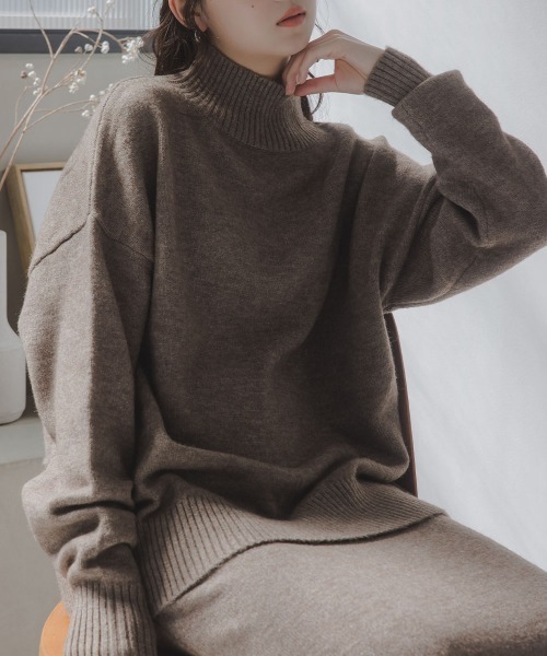 セール】高身長 ハイネックニット（セットアップ対応）（トールサイズ