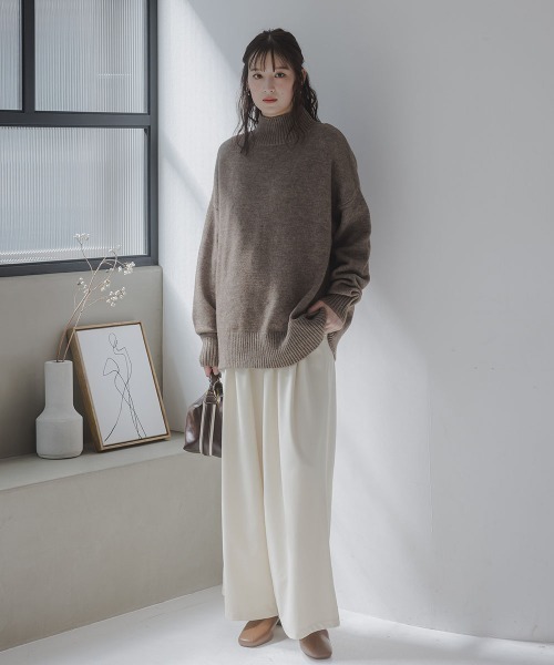 slattgir(スラットジール)の「高身長 ハイネックニット(セットアップ対応)(トールサイズ)Essenave(ニット/セーター・レディース・グレー/ブラウン/ネイビー・TM/TL/TLL/T3L/T4L/T5L)」の4枚目の写真