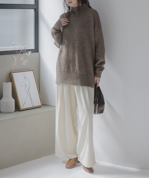 slattgir(スラットジール)の「高身長 ハイネックニット(セットアップ対応)(トールサイズ)Essenave(ニット/セーター・レディース・グレー/ブラウン/ネイビー・TM/TL/TLL/T3L/T4L/T5L)」の5枚目の写真