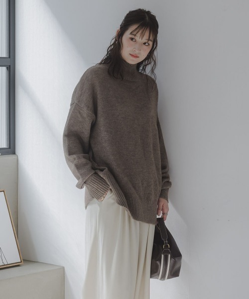 slattgir(スラットジール)の「高身長 ハイネックニット(セットアップ対応)(トールサイズ)Essenave(ニット/セーター・レディース・グレー/ブラウン/ネイビー・TM/TL/TLL/T3L/T4L/T5L)」の6枚目の写真