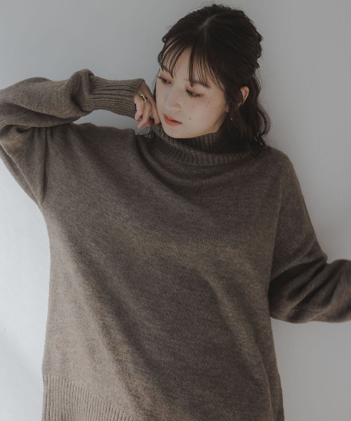 slattgir(スラットジール)の「高身長 ハイネックニット(セットアップ対応)(トールサイズ)Essenave(ニット/セーター・レディース・グレー/ブラウン/ネイビー・TM/TL/TLL/T3L/T4L/T5L)」の8枚目の写真