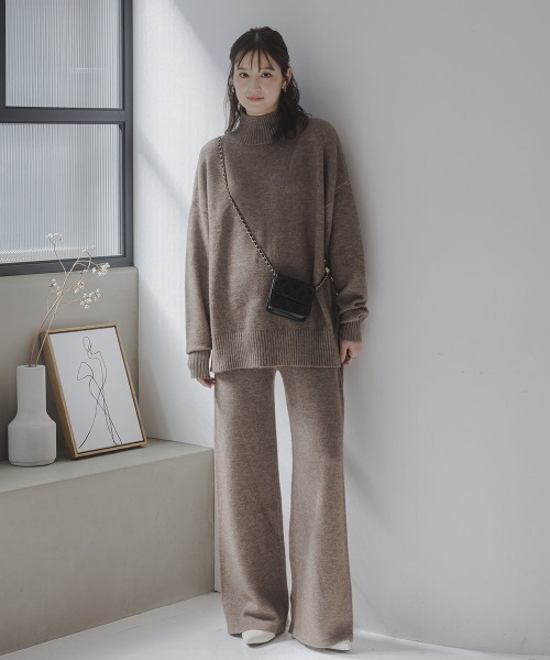 slattgir(スラットジール)の「高身長 ハイネックニット(セットアップ対応)(トールサイズ)Essenave(ニット/セーター・レディース・グレー/ブラウン/ネイビー・TM/TL/TLL/T3L/T4L/T5L)」の9枚目の写真