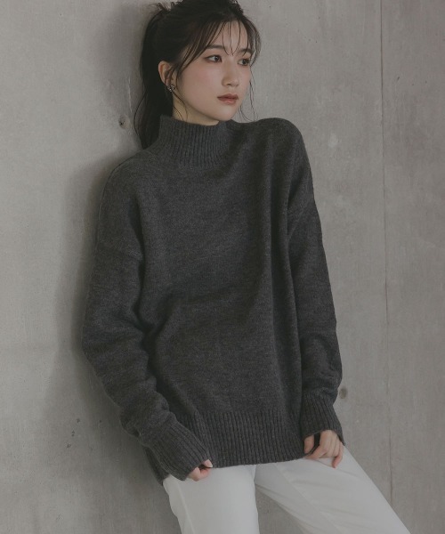 slattgir(スラットジール)の「高身長 ハイネックニット(セットアップ対応)(トールサイズ)Essenave(ニット/セーター・レディース・グレー/ブラウン/ネイビー・TM/TL/TLL/T3L/T4L/T5L)」の14枚目の写真