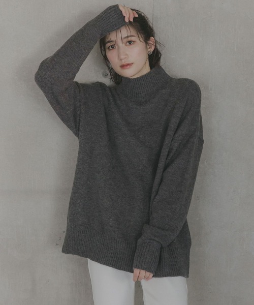 slattgir(スラットジール)の「高身長 ハイネックニット(セットアップ対応)(トールサイズ)Essenave(ニット/セーター・レディース・グレー/ブラウン/ネイビー・TM/TL/TLL/T3L/T4L/T5L)」の15枚目の写真