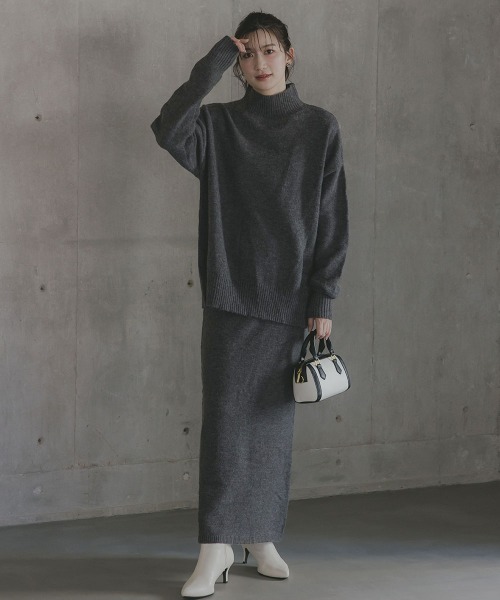 slattgir(スラットジール)の「高身長 ハイネックニット(セットアップ対応)(トールサイズ)Essenave(ニット/セーター・レディース・グレー/ブラウン/ネイビー・TM/TL/TLL/T3L/T4L/T5L)」の17枚目の写真