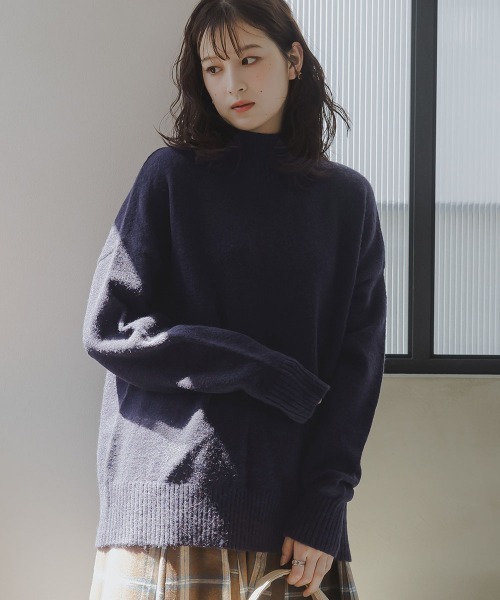 slattgir(スラットジール)の「高身長 ハイネックニット(セットアップ対応)(トールサイズ)Essenave(ニット/セーター・レディース・グレー/ブラウン/ネイビー・TM/TL/TLL/T3L/T4L/T5L)」の21枚目の写真