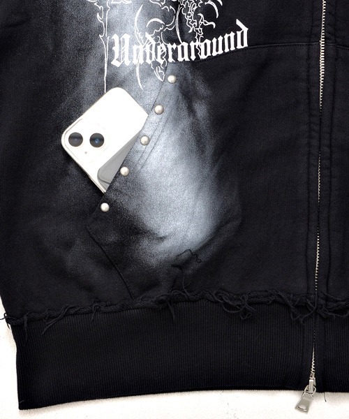 SILVER BULLET（シルバーバレット）の「『PSYCHO NATION UNDER GROUND /サイコネーションアンダーグラウンド』ファー脱着スプレーZIP PK（パーカー・メンズ・ブラック/カモフラージュ・M/L）」の22枚目の写真