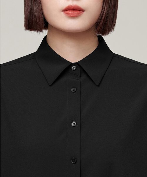 MUSINSA STANDARD WOMAN（ムシンサスタンダードウーマン）の「ウィメンズオーバーサイズシルキーシャツ[ブラック]（シャツ/ブラウス・レディース・その他・SMALL/MEDIUM/LARGE/X-SMALL）」の8枚目の写真