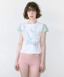 SINOON（シヌーン）の「[IVE REI wearing] Color Block Unicorn Puff T-Shirt (White)（Tシャツ/カットソー）」