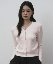 THE GREEN LAB（ザグリーンラボ）の「Vネックケーブルニットカーディガン[ライトピンク]（カーディガン/ボレロ）」