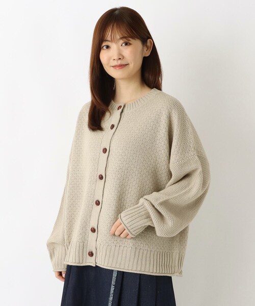 one'sterrace(ワンズテラス)の「ポップコーン編みクルーネックニットカーディガン(カーディガン/ボレロ・レディース・ベージュ系8/グレー系その他7/オレンジ系その他5・02)」の1枚目の写真