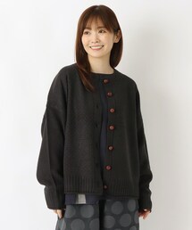 ポップコーン編みクルーネックニットカーディガン