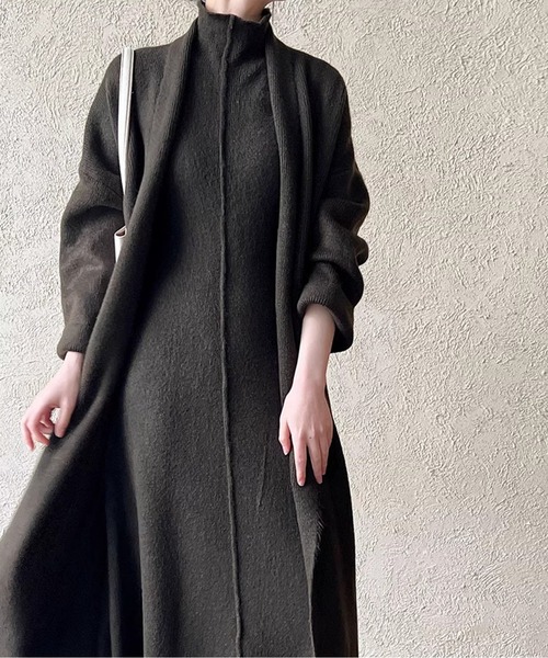 ニットセットアップ（ハイネックワンピース×ロングカーディガン