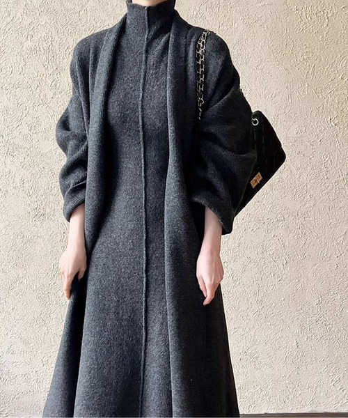ニットセットアップ（ハイネックワンピース×ロングカーディガン