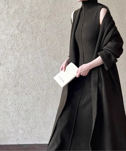 ニットセットアップ（ハイネックワンピース×ロングカーディガン