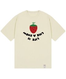 [ユニセックス]ストロベリーリバースロゴ半袖Tシャツ_サンドベージュ